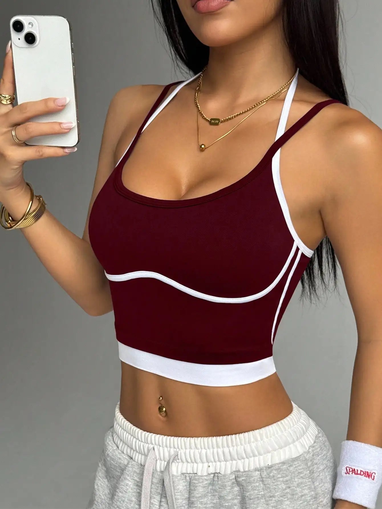 Color blocking non steel ring beautiful back sports vest