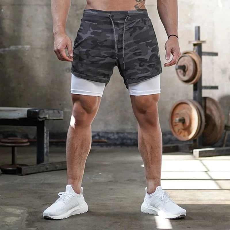 Camo Running Shorts Men Gym Sports Shorts