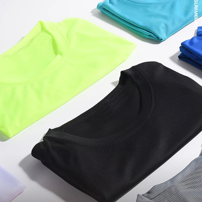 Summer Mens Quick Dry Running Bodybuilding Shirts