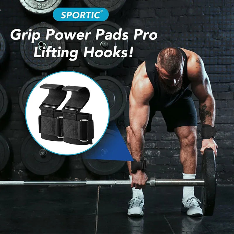 Weight Lifting Hook Grips With Wrist Wraps