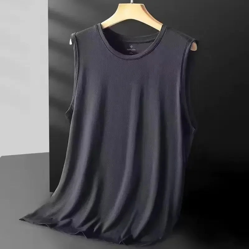 Men's Ice Silk Mesh Tank Tops Gym Stringer