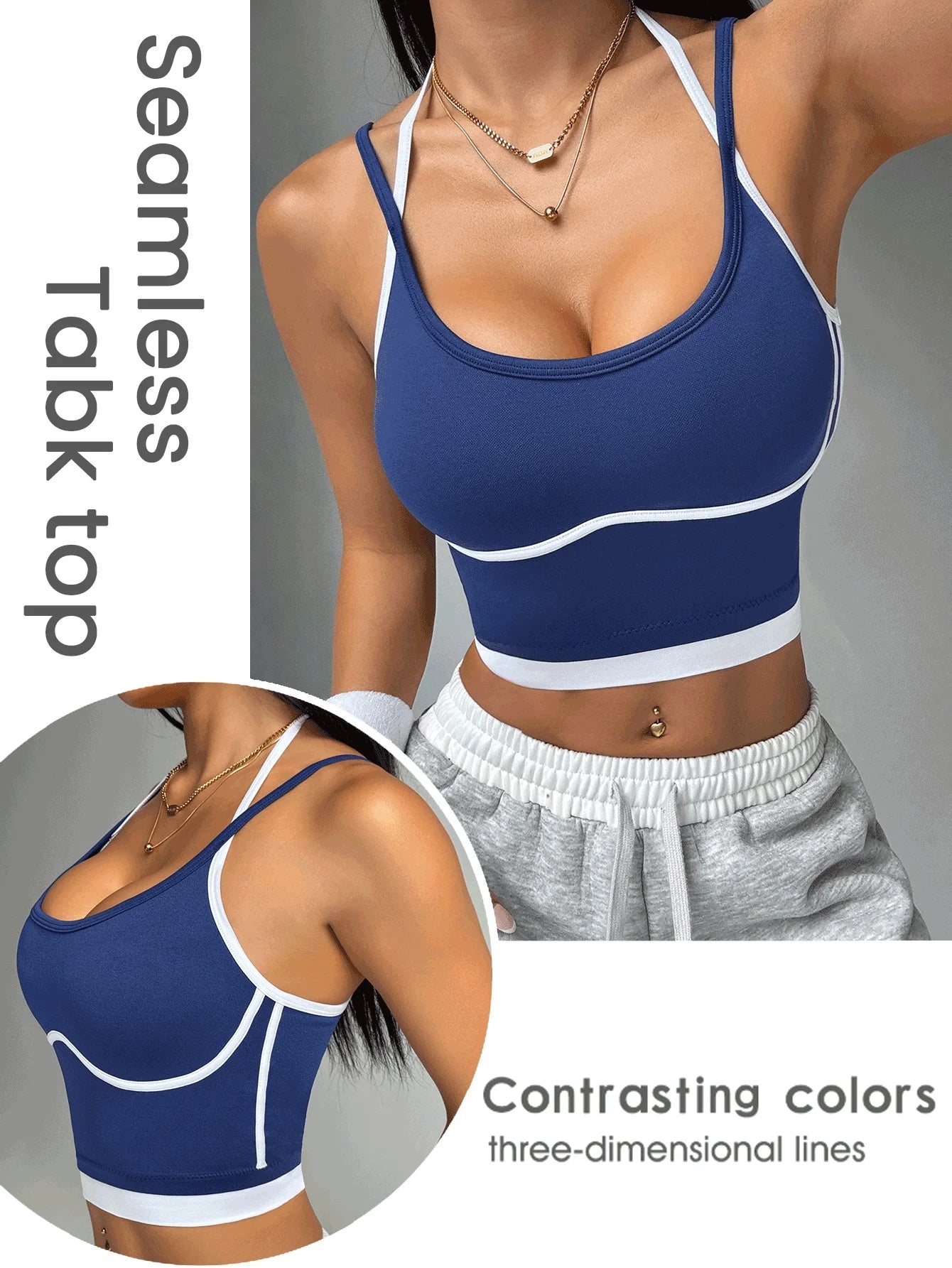 Color blocking non steel ring beautiful back sports vest